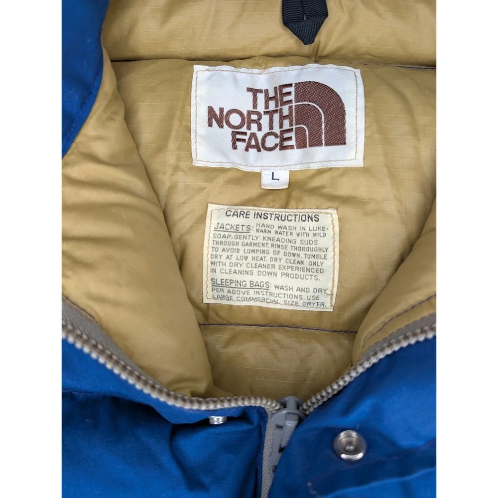 Vintage 80's The North Face‎ Brown Label Down Puffer Jacket Blue Mens Large